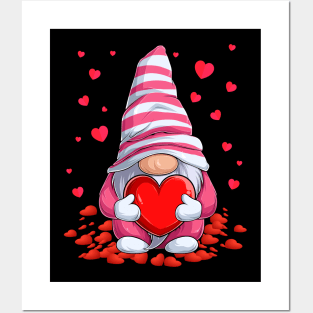 Cute Gnome Holding Hearts Men Women Couples Valentines's Day Posters and Art